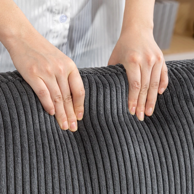 HOMCOM L-Shape Sofa, Modern Sectional Couch with Changeable Chaise Lounge, Pillows and Wooden Legs for Living Room, Dark Grey