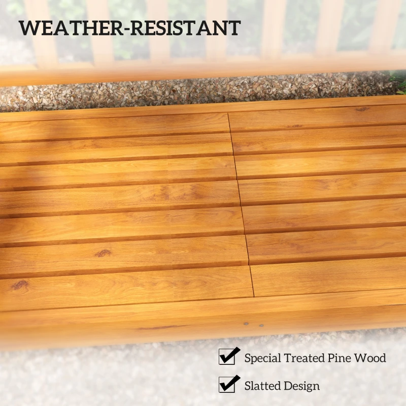 Outsunny Wooden Bench with Liftable Middle Table, Outdoor Bench, Patio Loveseat for Porch, Backyard, Seats 2-3 People