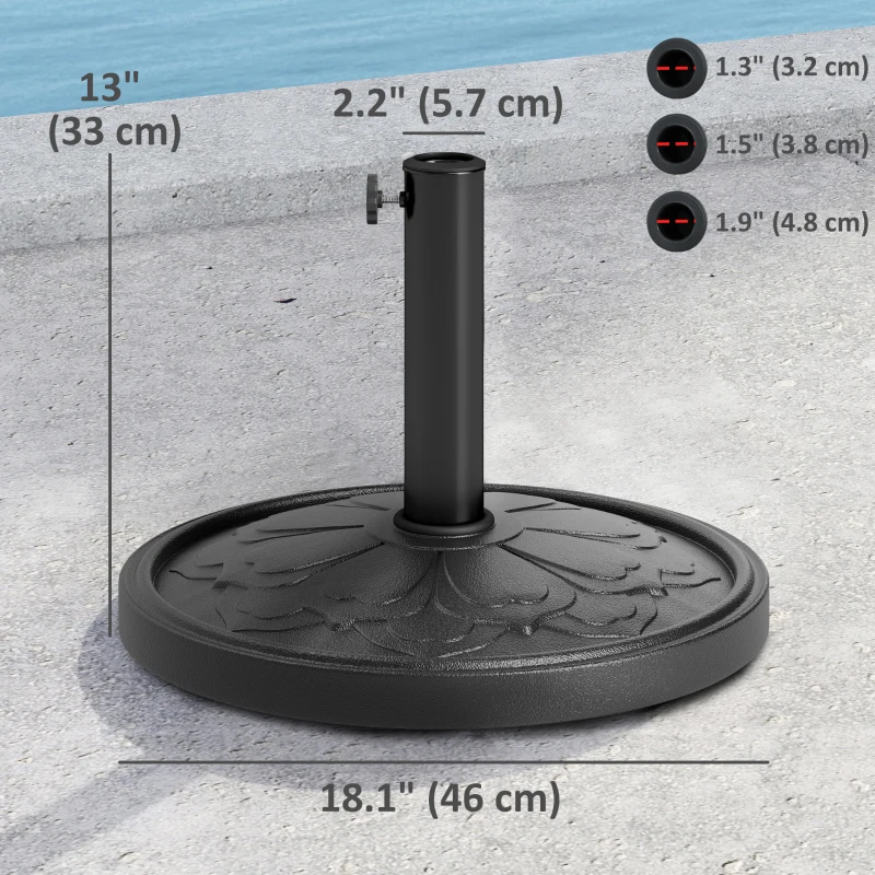 Outsunny 26 lbs Resin Round Patio Umbrella Base, Umbrella Stand Base, Outdoor Umbrella Stand for Outdoor, Lawn, Poolside