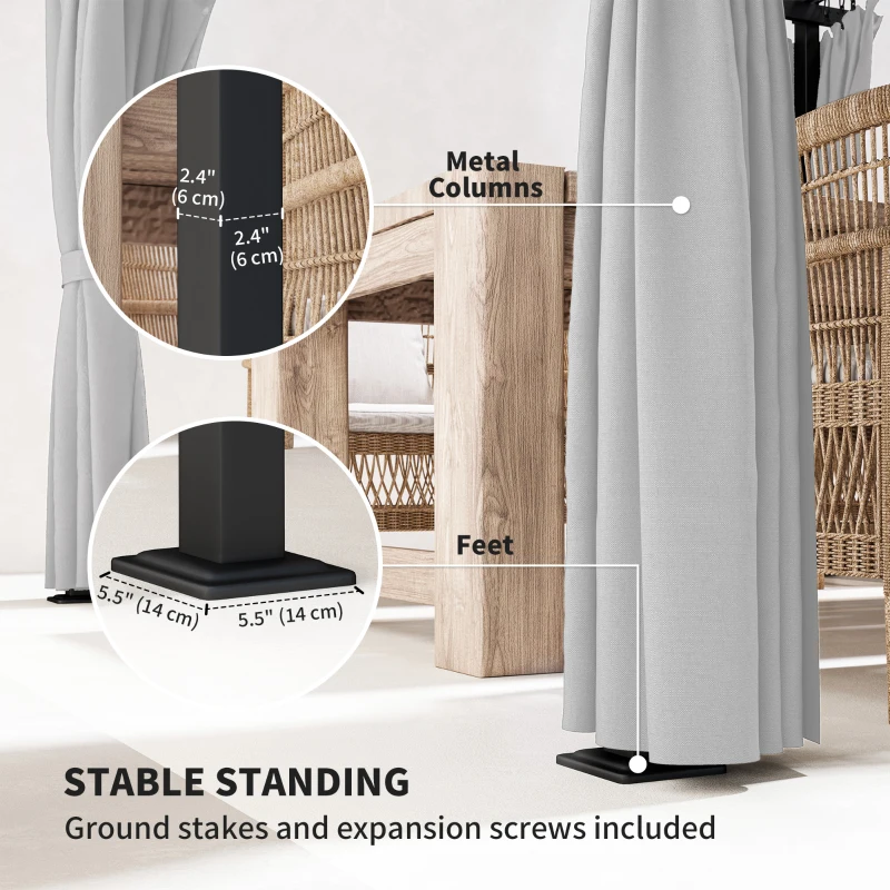 Outsunny 10' x 20' Metal Retractable Pergola Canopy with Sidewalls, Outdoor Gazebo UPF30+ Sun Shade Shelter for Garden, Deck