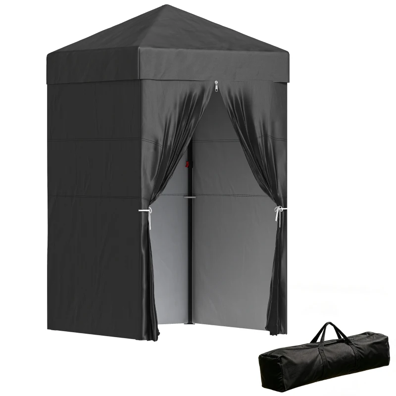 Outsunny 4 x 4 ft Compact Pop Up Canopy Tent, UPF 50+ Changing Room, Portable Instant Privacy Canopy with Mesh Window, Black