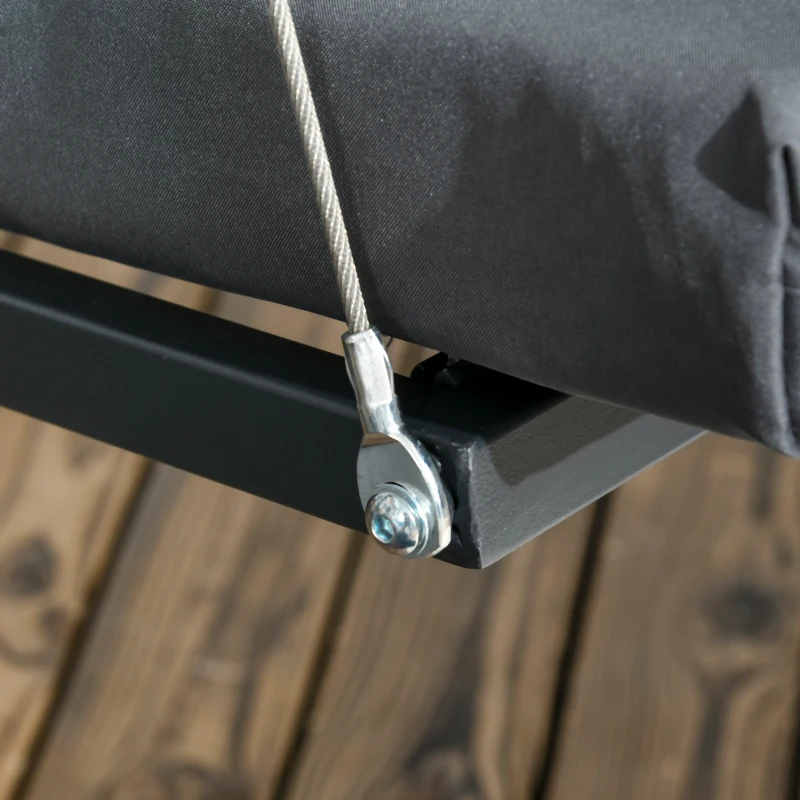 Outsunny 3-Person Patio Swing Chair, Outdoor Porch Swing Bench with Adjustable Canopy, Cushioned Seat, Dark Grey