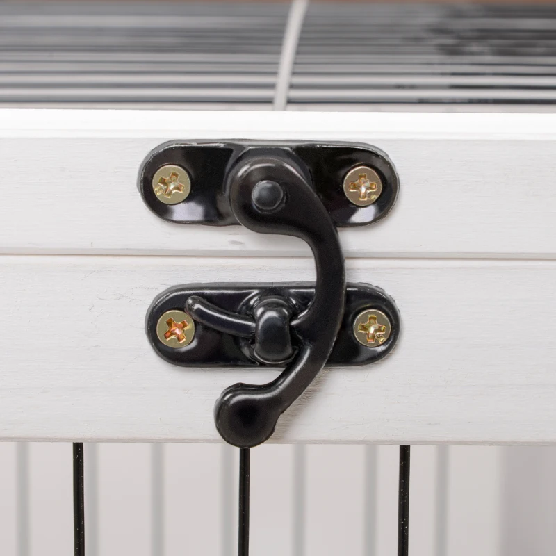 PawHut Wooden Indoor Rabbit Hutch Elevated Bunny Cage Habitat with Enclosed Run with Wheels, Ideal for Rabbits and Guinea Pigs, Brown