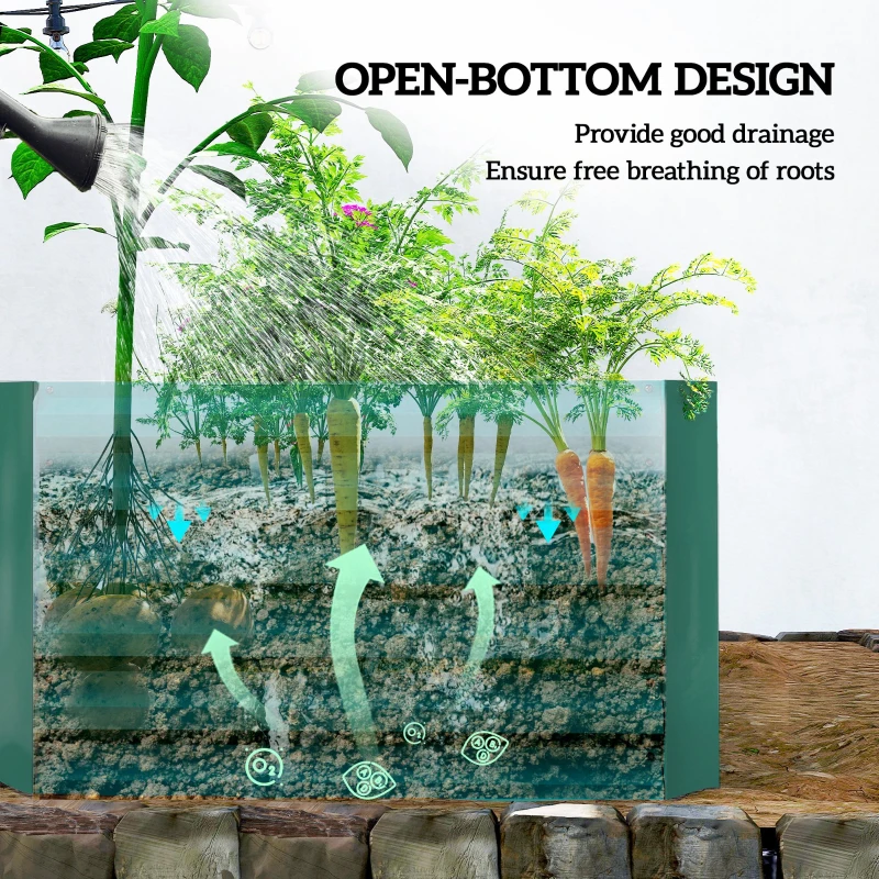 Outsunny 6' x 3' x 2' Raised Garden Bed, Galvanized Planter Box for Growing Flowers, Herbs and Vegetables, Dark Green