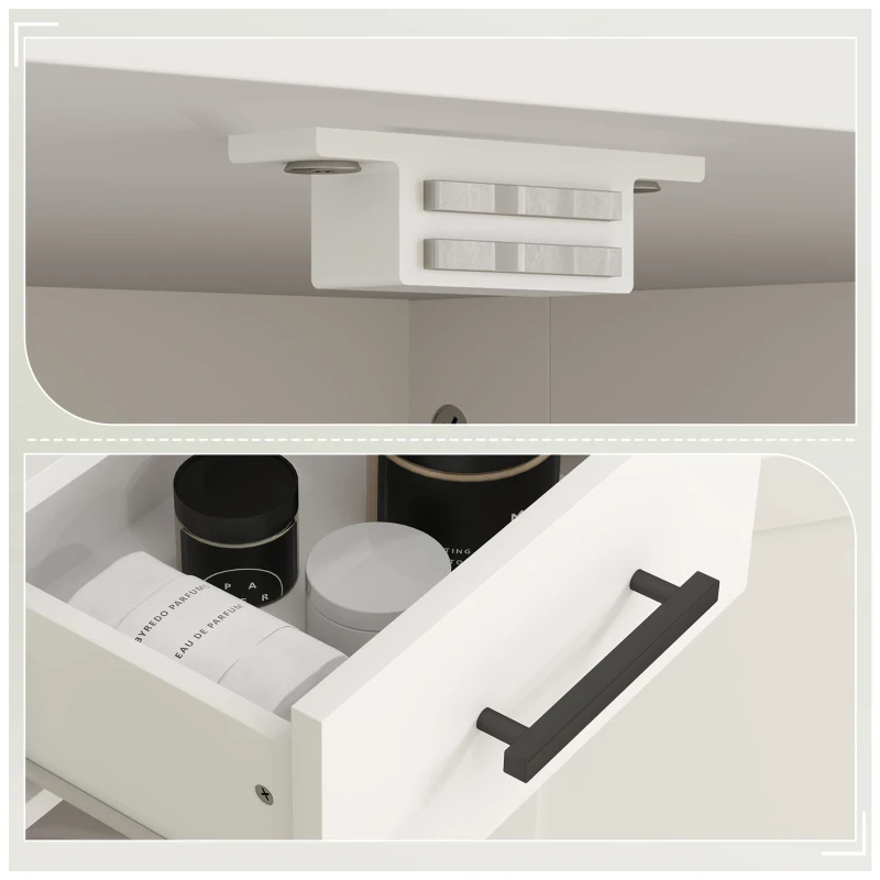 HOMCOM 67" Tall Bathroom Cabinet, Narrow Bathroom Storage Cabinet with Drawer, Barn Doors and Adjustable Shelves, White