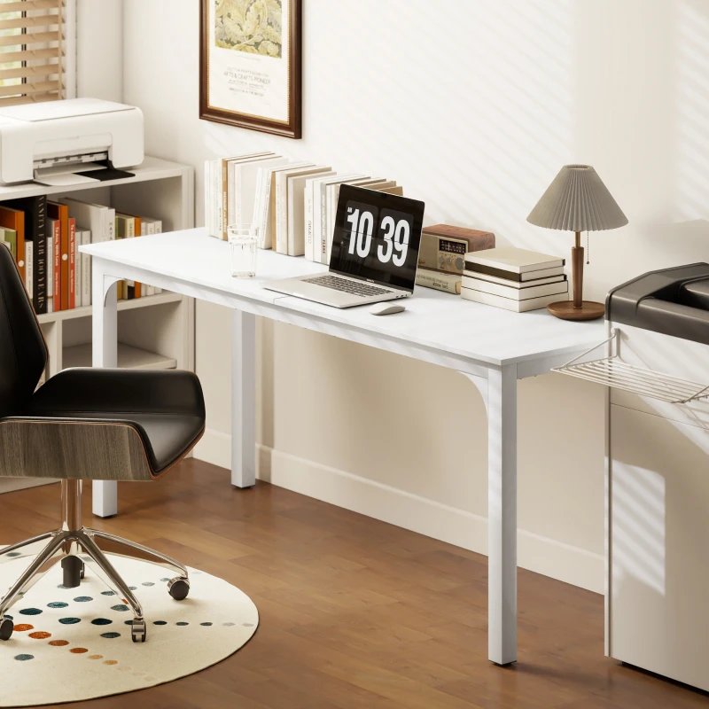 HOMCOM 71" Computer Desk, Desktop Desk with Metal Legs, White