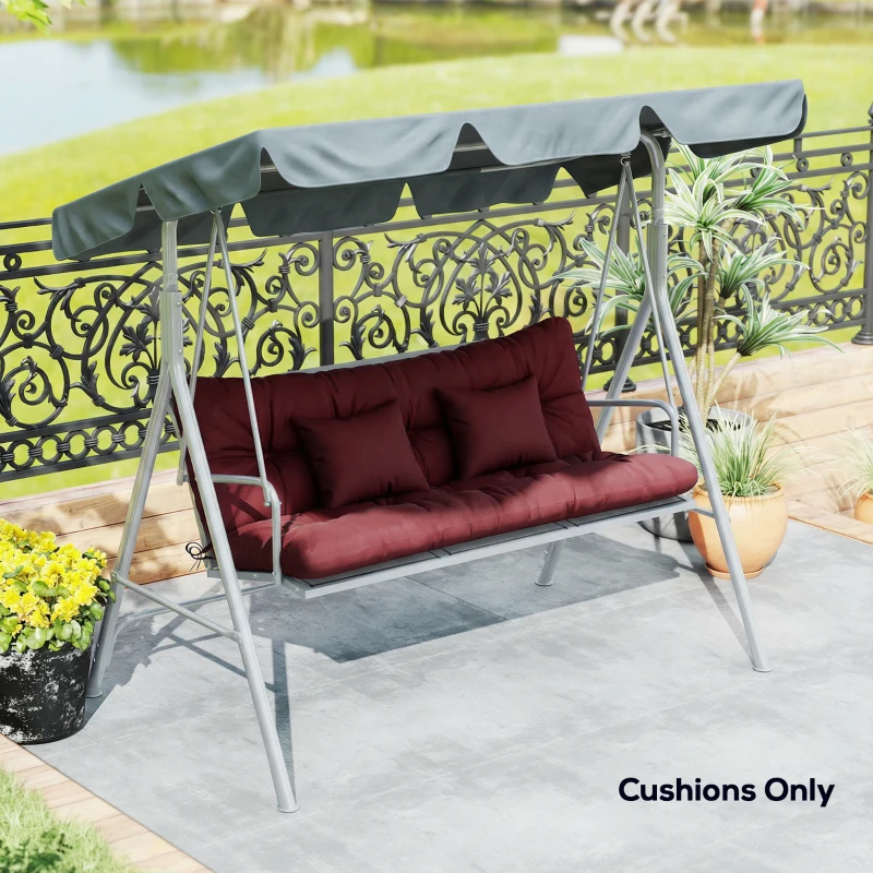 Outsunny 4-Piece Back and Seat Cushion Pillows Replacement and Pillows, Patio Chair Cushions Set with Ties, Wine Red