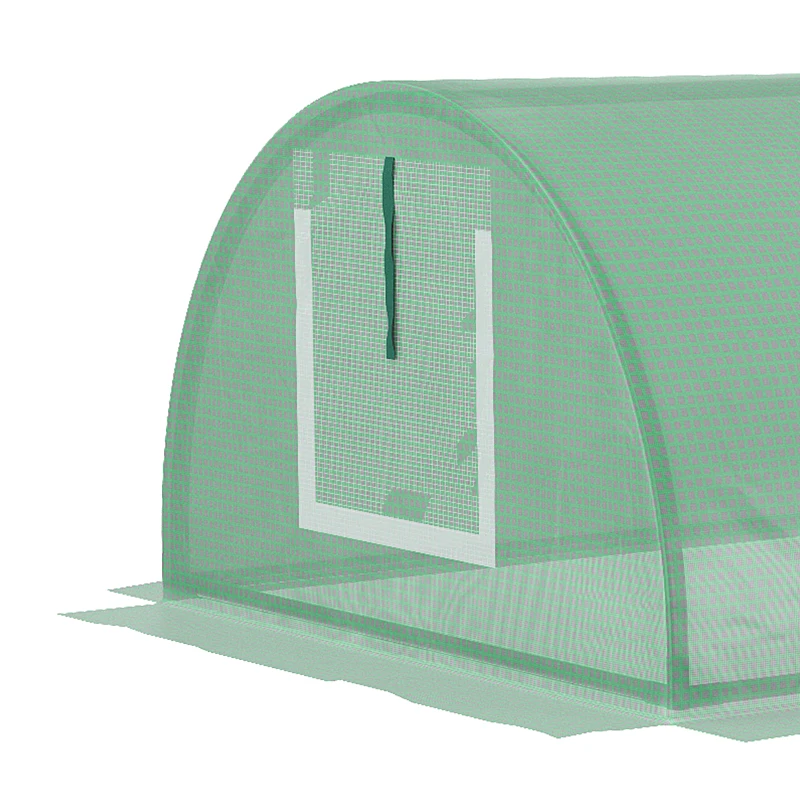 Outsunny Portable Mini Greenhouse, Tunnel Growing Tent with 5 Mesh Windows and Steel Frame, 7' x 3' x 2', Green