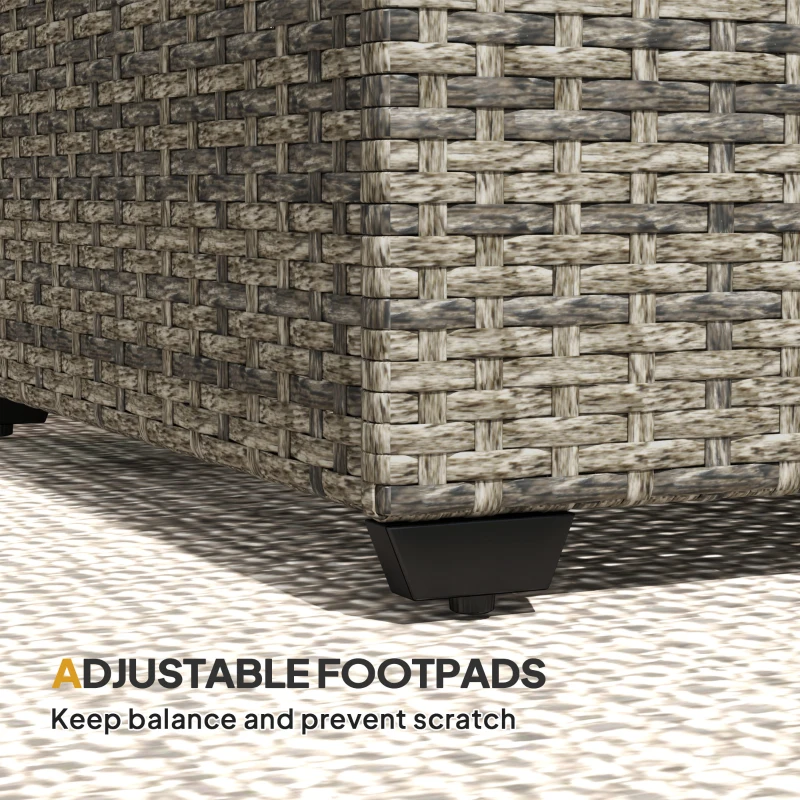 Outsunny Wicker Outdoor Coffee Table, PE Wicker Rectangular Patio Table with Tempered Glass Top for Garden, Balcony, Dark Grey