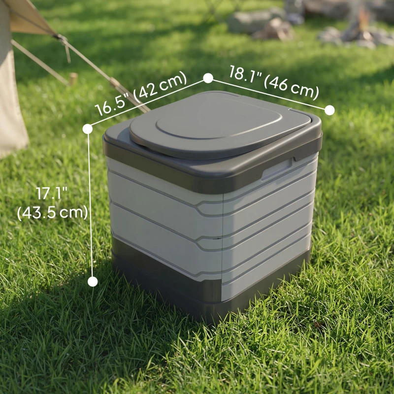 Outsunny Portable Toilet for Adults Foldable Porta Potty 12 Coagulant Packets for Camping Travel RV Outdoor Use