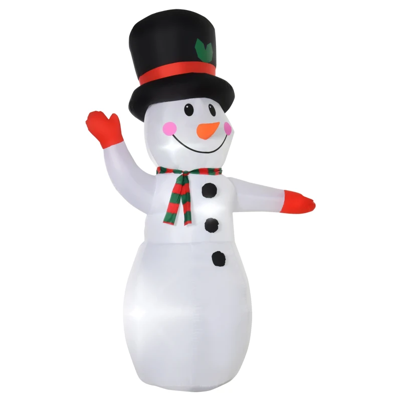 HOMCOM 8 Ft Tall Outdoor Lighted Airblown Inflatable Christmas Lawn Decoration - Waving Snowman