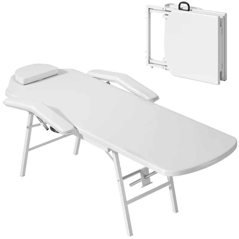 HOMCOM Portable Massage Table, Foldable Massage Bed, White