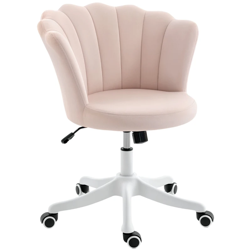 HOMCOM Office Chair, Armless Swivel Desk Chair with Adjustable Height, Backrest, Tilt Function for Office, Vanity, Pink