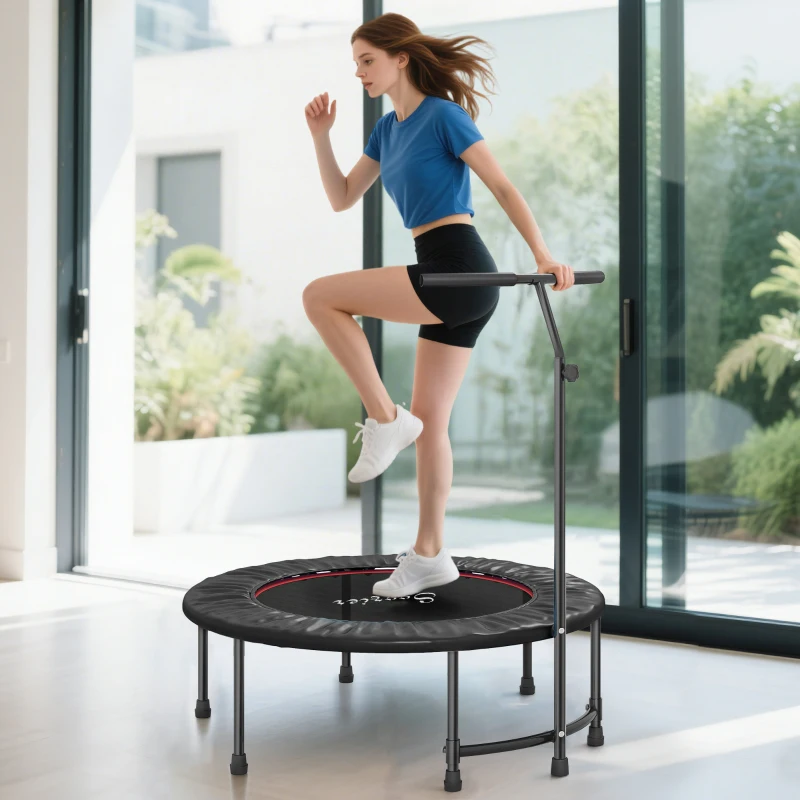 Soozier 39" Mini Exercise Trampoline w/ Adjustable T-Bar Indoor Fitness Rebounder Black