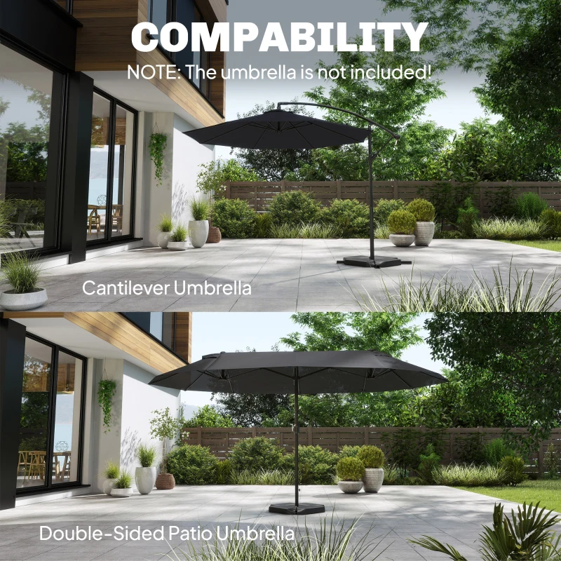 Outsunny 4PCs Cantilever Umbrella Base Weights for Offset Banana Parasol, HDPE Water or Sand Filled Patio Umbrella Weights