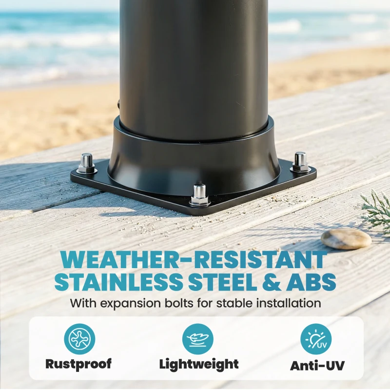 Outsunny 10.6 Gal Solar Heated Shower, 7.2 FT Outdoor Shower with 2 Shower Heads, Adjustable Temperature, Foot Faucet