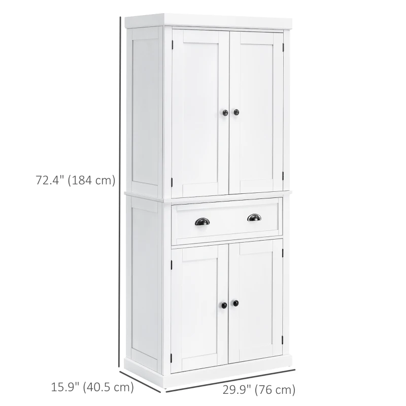 HOMCOM Long Standing Kitchen Cabinet w/ 2 Drawers MDF Board White