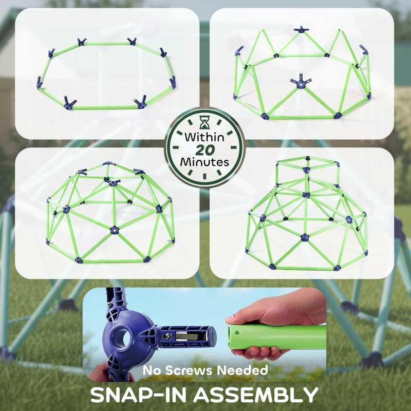 Qaba Climbing Dome, 6FT Geometric Dome Climber, Indoor Outdoor Jungle Gym Playground for Kids 3-8 Boys Girls, Green