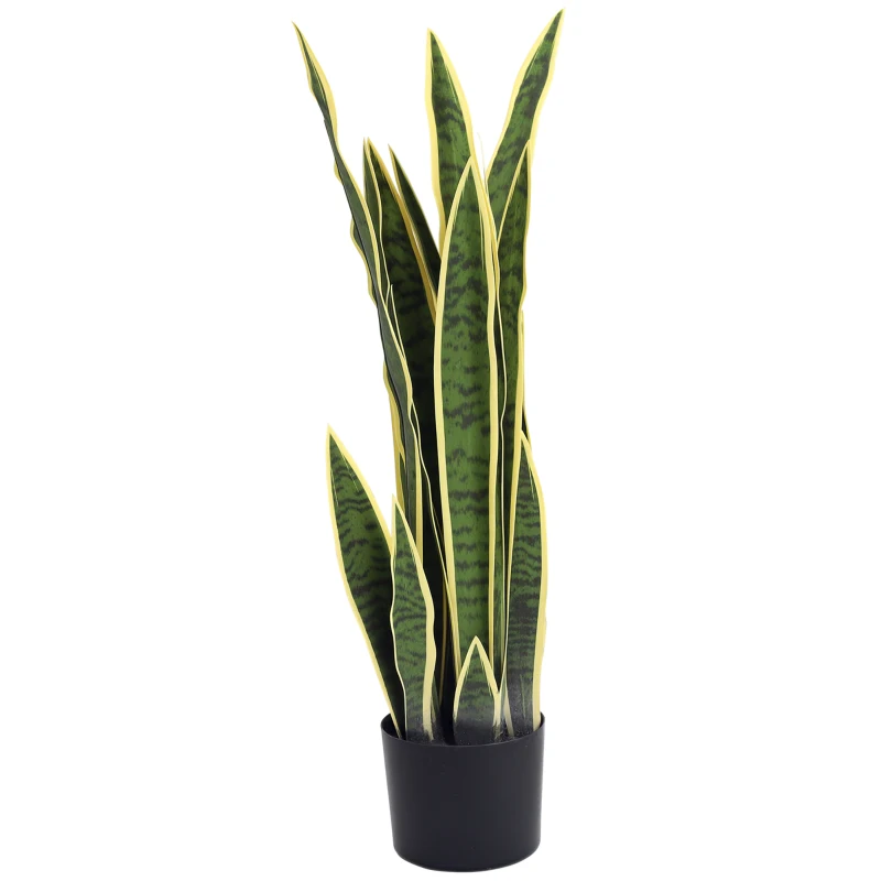 Outsunny 30" Artificial Snake Plant with 21 Leaves in Pot, Decorative Fake Plant for Home, Office, and Living Room, Green
