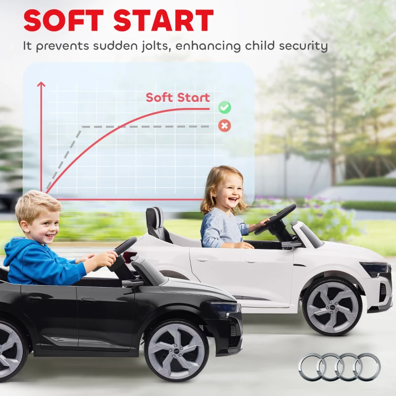 Qaba 12V Battery Powered Kids Electric Car, Audi Q8 etron Sportback Licensed Ride on Car w/ Remote Control, White