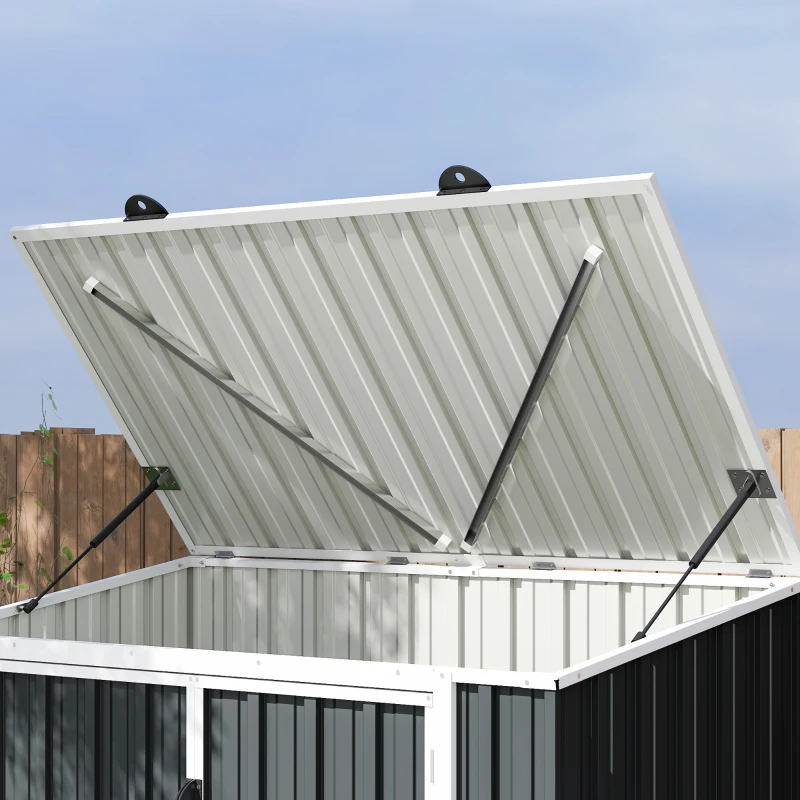 Outsunny 5ft x 3ft Outdoor Storage Shed, Garbage Bin Shed Organizer with Lockable Double Doors and Openable Lid