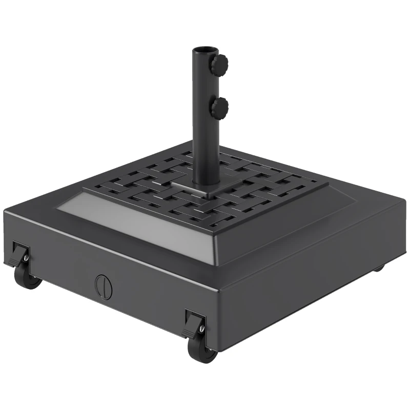 Outsunny Outdoor Umbrella Base with Wheels, Heavy Duty Patio Umbrella Base, Patio Umbrella Holder, Black