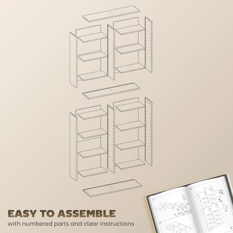 HOMCOM 9-Tier DVD Shelf with 18 Compartments and 14 Adjustable Shelves, Holds 640 CDs, 360 DVDs or 430 Blu-rays, Natural Wood
