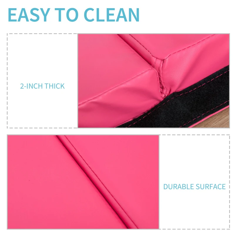Soozier 4'x10'x2'' Folding Gymnastics Tumbling Mat, Exercise Mat with Carrying Handles for Yoga, MMA, Martial Arts, Pink