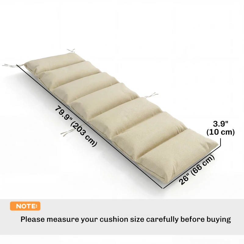 Outsunny Outdoor Lounge Chair Cushion with Zipper Reversible Chaise Lounge Cushion for Patio Indoor/Outdoor Beige