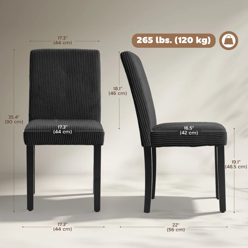 HOMCOM Modern Dining Chairs Set of 4, Kitchen Chairs with Rubberwood Legs and Padded Seat, Black