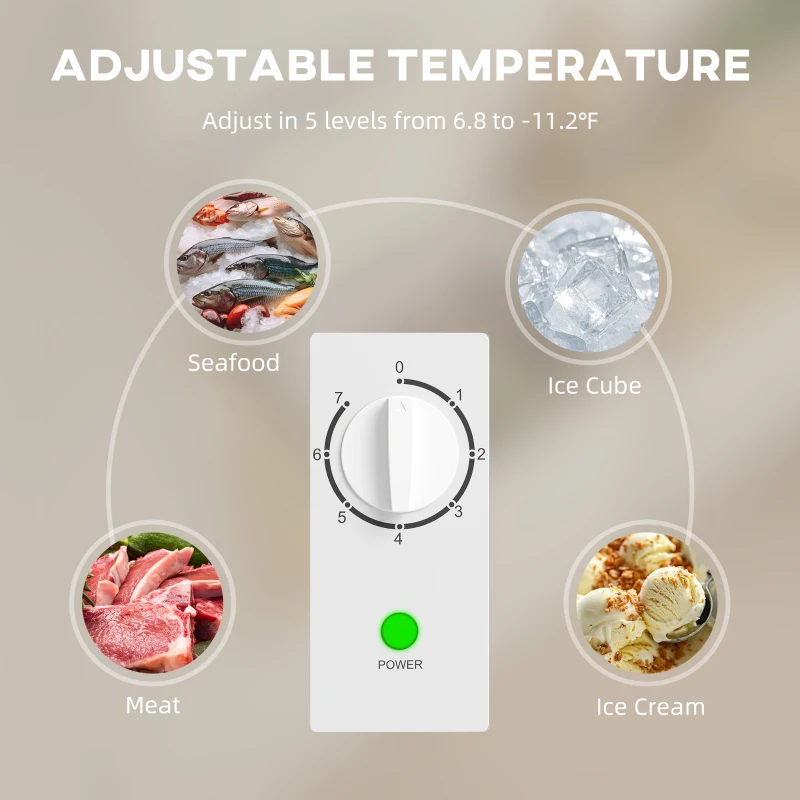 HOMCOM Mini Freezer, 3.5 Cu.Ft Chest Freezer with 5-Setting Adjustable Thermostat, Wire Basket, Quiet Operation, White