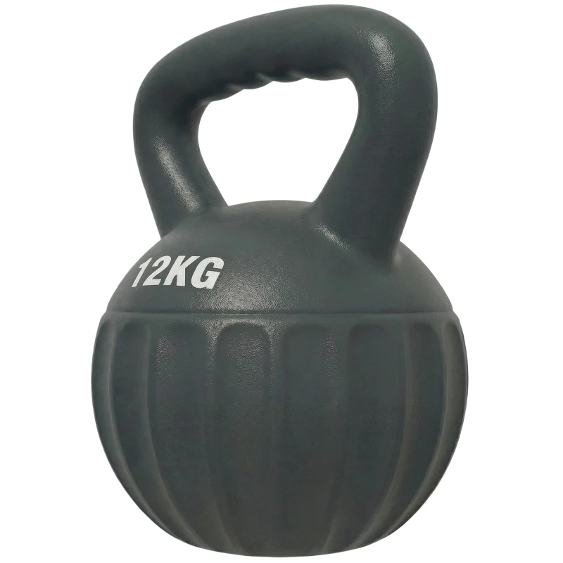 Soozier Kettlebell, 26 lbs Kettle Bell with Non-Slip Handle for Home Gym, Weight Lifting and Strength Training, Grey