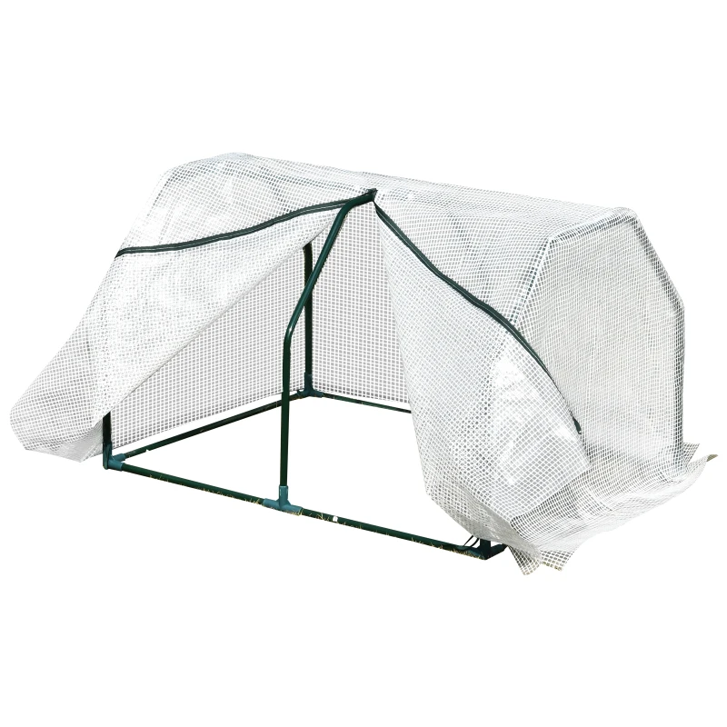 Outsunny 39" x 28" x 24" Portable Mini Greenhouse PE Grow House with Zipper Door Gardening Plant Cover Steel Frame