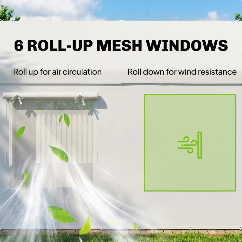 Outsunny 10' x 20' Heavy Duty Carport, Height Adjustable Portable Garage Car Canopy Tent Shelter with Doors, Windows, White