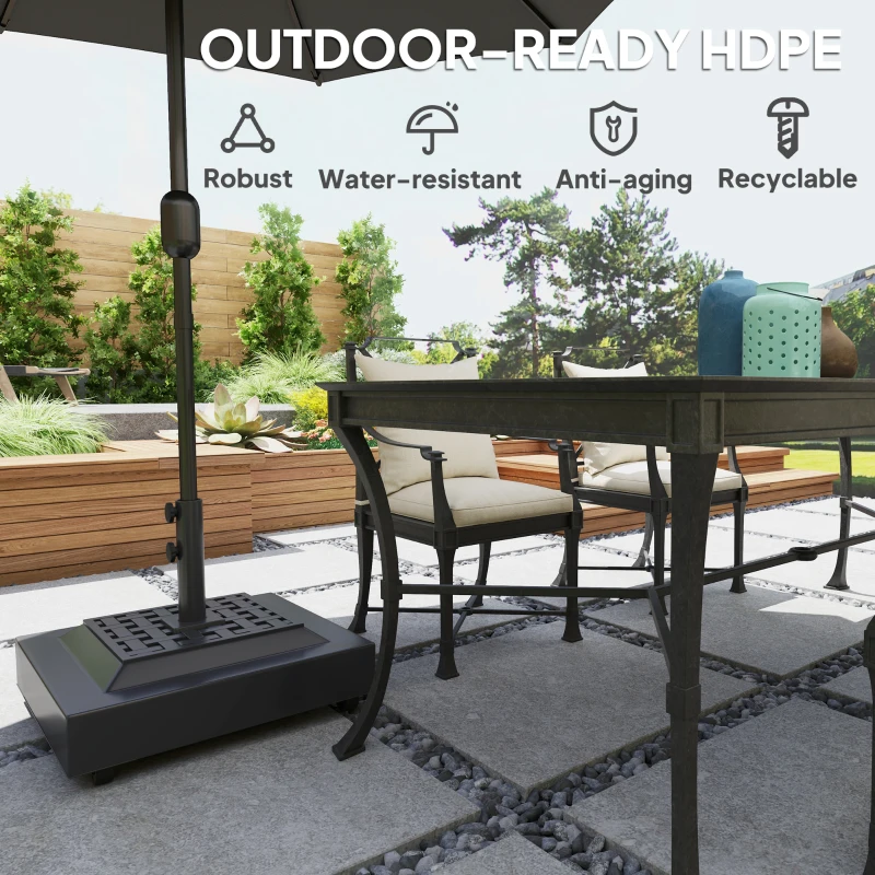 Outsunny Outdoor Umbrella Base with Wheels, Heavy Duty Patio Umbrella Base, Patio Umbrella Holder, Black
