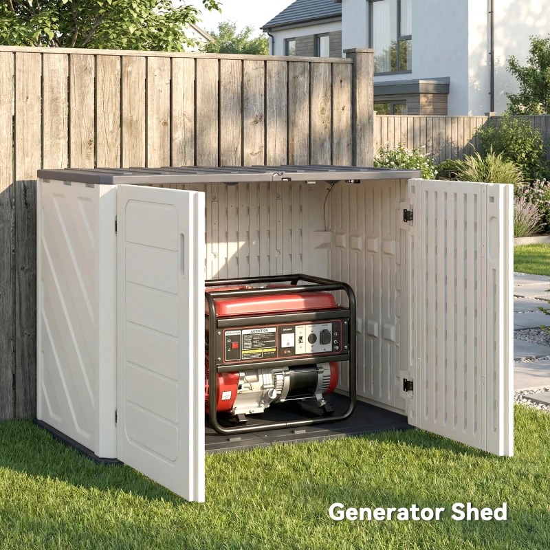 Outsunny 35 Cu.Ft Outdoor Storage Cabinet, Waterproof HDPE Outdoor Storage Shed with Lockable Doors and Openable Top