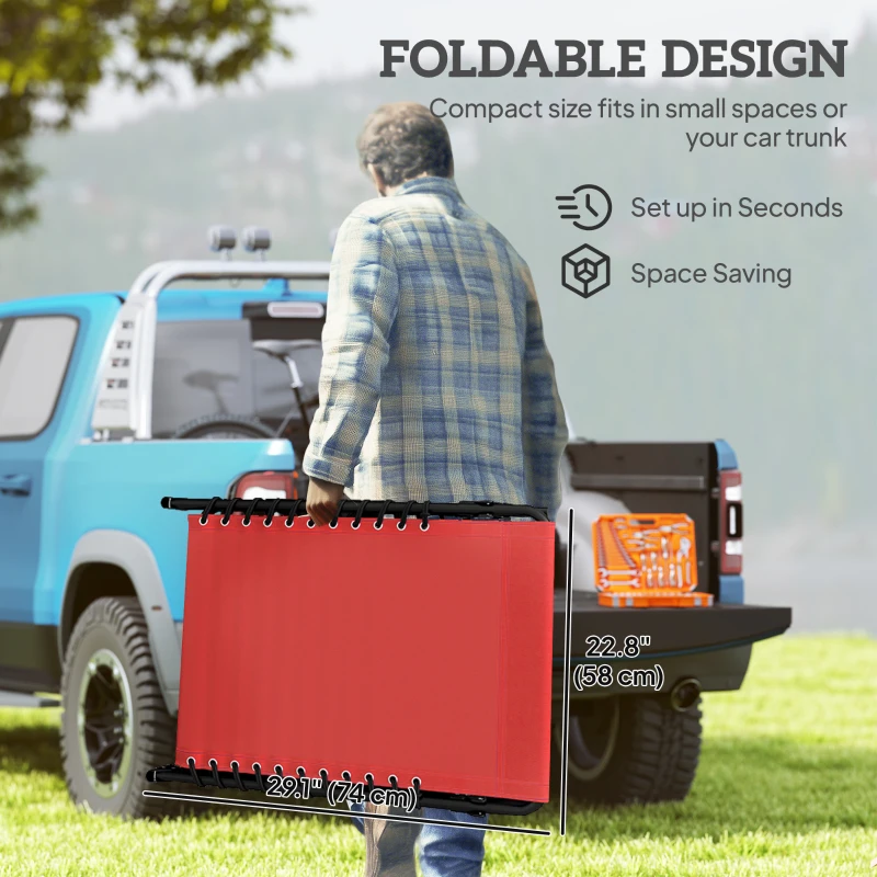 Outsunny 2 PCs Folding Lounge Chairs, Adjustable Chaise Lounge with Headrest, Reclining Lounger Cot for Camping, Hiking, Wine Red