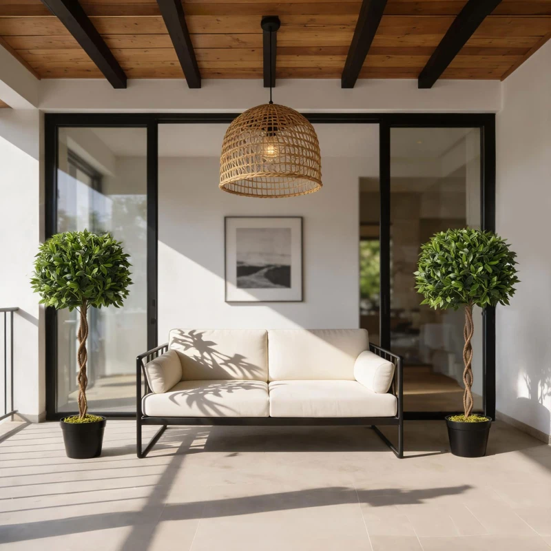 Outsunny 4FT Artificial Laurel Tree Set of 2, Lifelike Fake Plant with 564 Leaves, Potted Fake Plant for Home Office Decor, Green