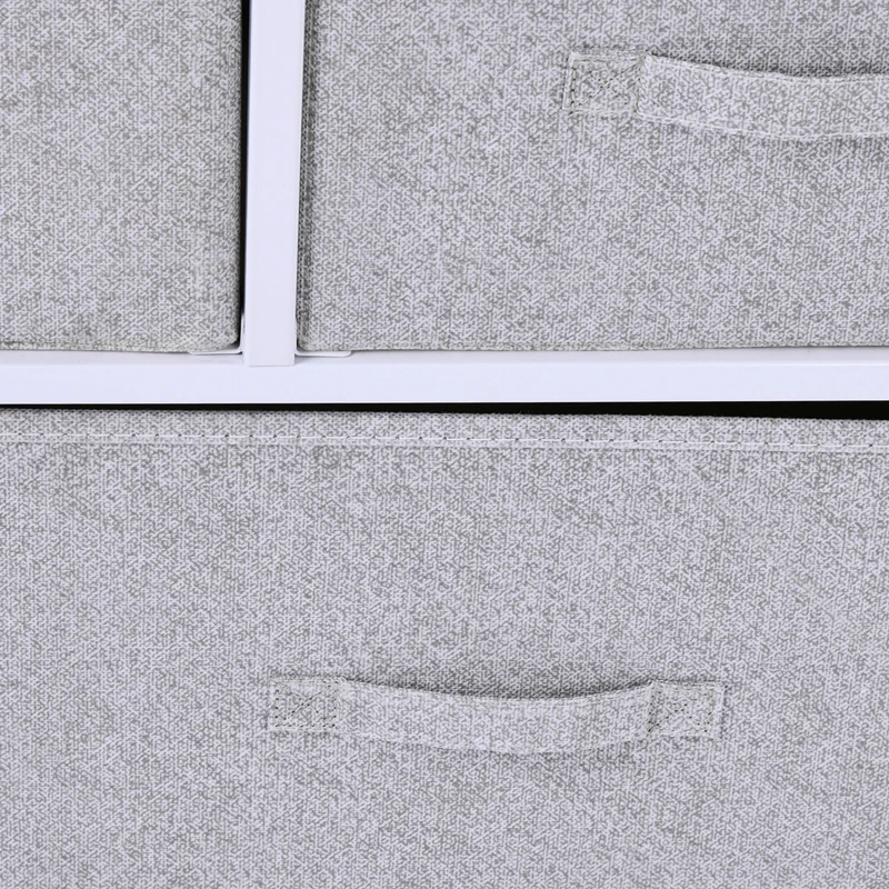 HOMCOM Linen Drawer Cabinet Organizer Storage Dresser Tower with 5 Removable Drawer Metal Frame Adjustable Feet for Living Room, Kitchen, Bathroom, Grey