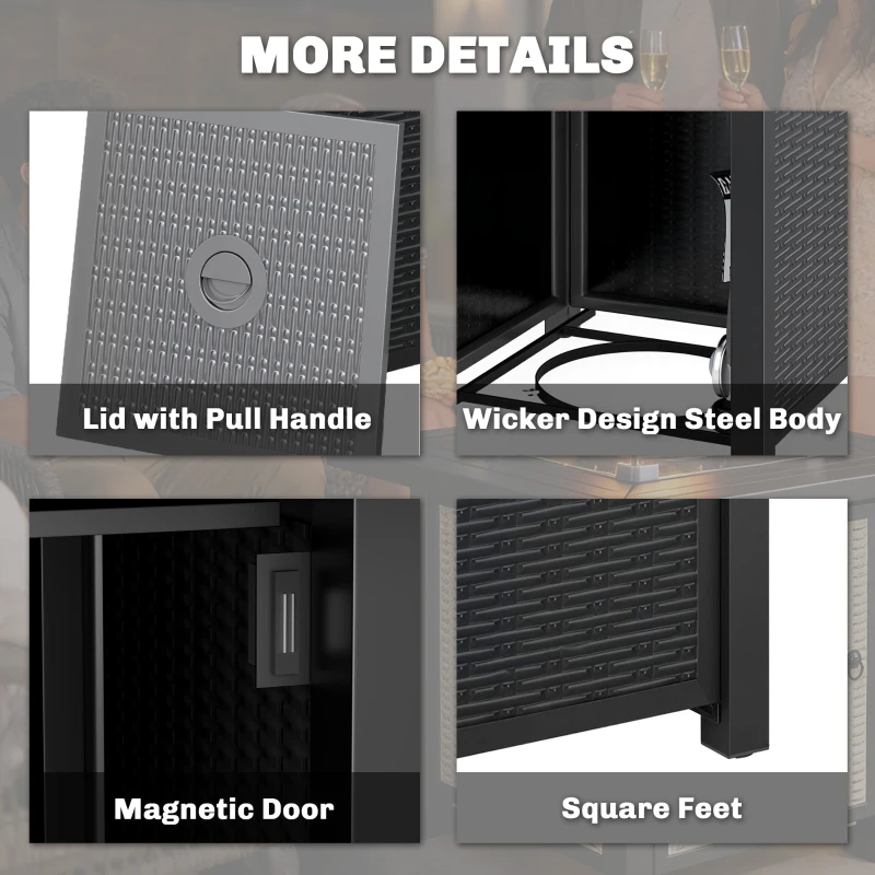 Outsunny Propane Fire Pit Table, 28" 40000 BTU Outdoor Gas Fire Table with Lava Rocks and Lid, Black