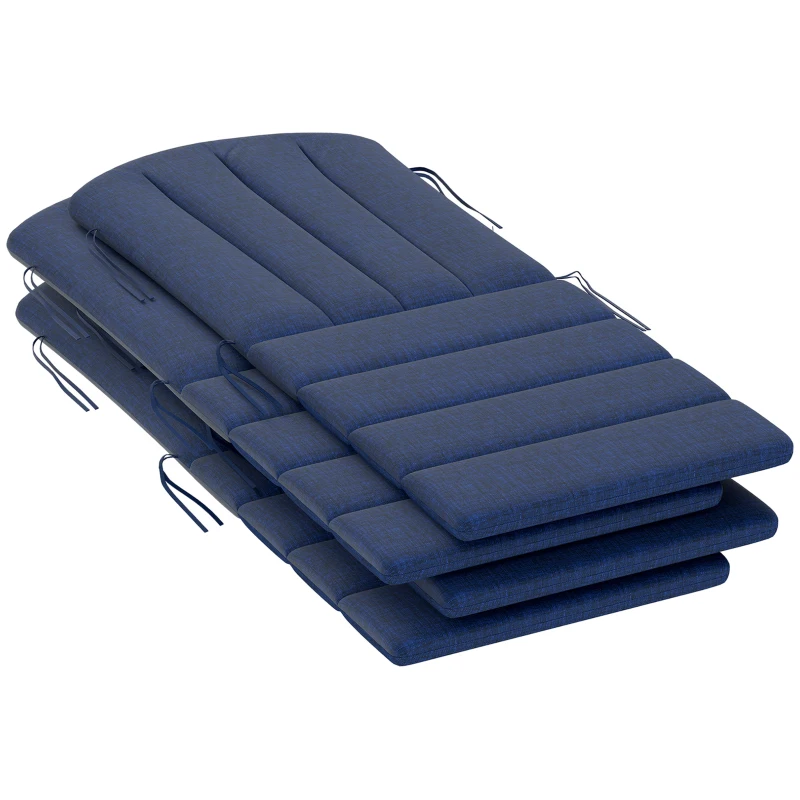 Outsunny Set of 4 Patio Chair Cushions, High Back Adirondack Chair Cushion with Ties, High-Density Foam, Navy Blue