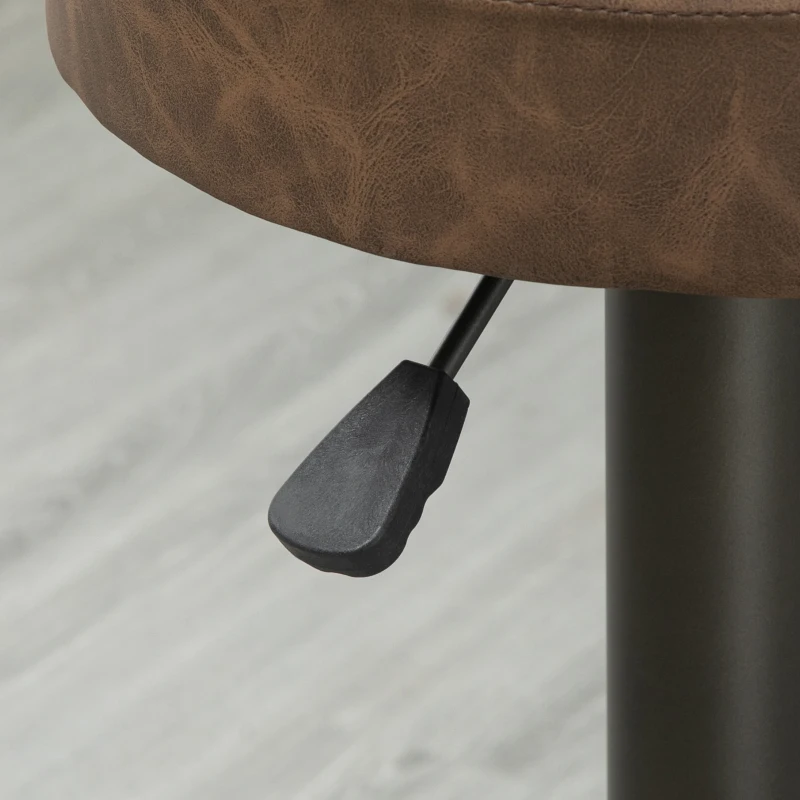 HOMCOM Modern Adjustable Bar Stools Set of 2, Swivel Barstool with Footrest, PU Leather Round Top for Kitchen, Brown
