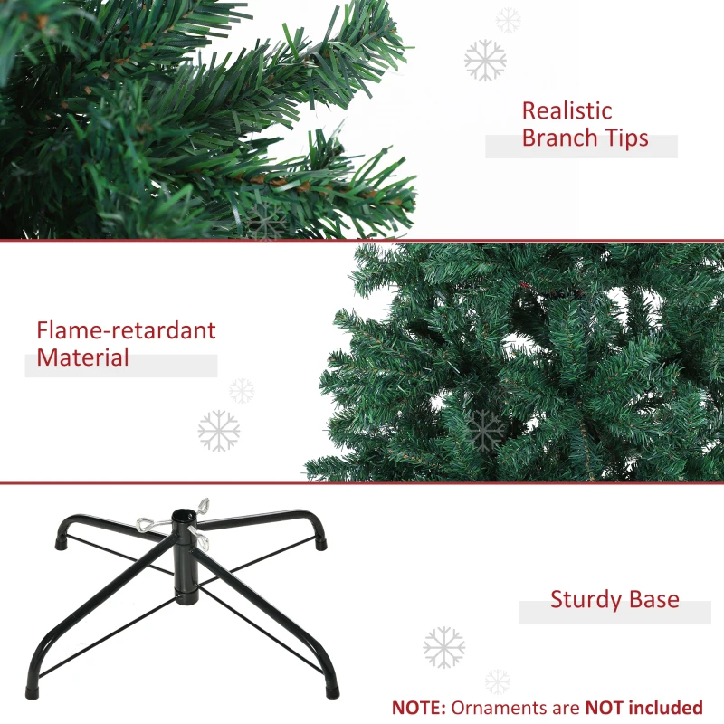 HOMCOM 6ft Christmas Tree Unlit Artificial Spruce Full Tree with Solid Metal Stand