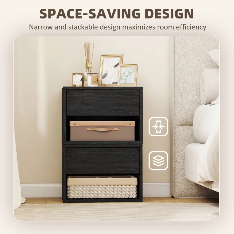 HOMCOM Floating Nightstand Set of 2, Wall Mounted Bedside Table with Drawer for Bedroom Black