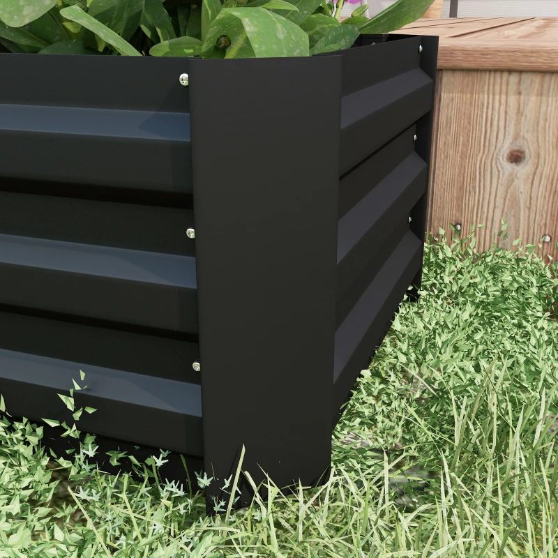 Outsunny Set of 2 Raised Garden Bed, Steel Elevated Planter Box for Flowers, Herbs, Succulents, 39"x20"x12", Black