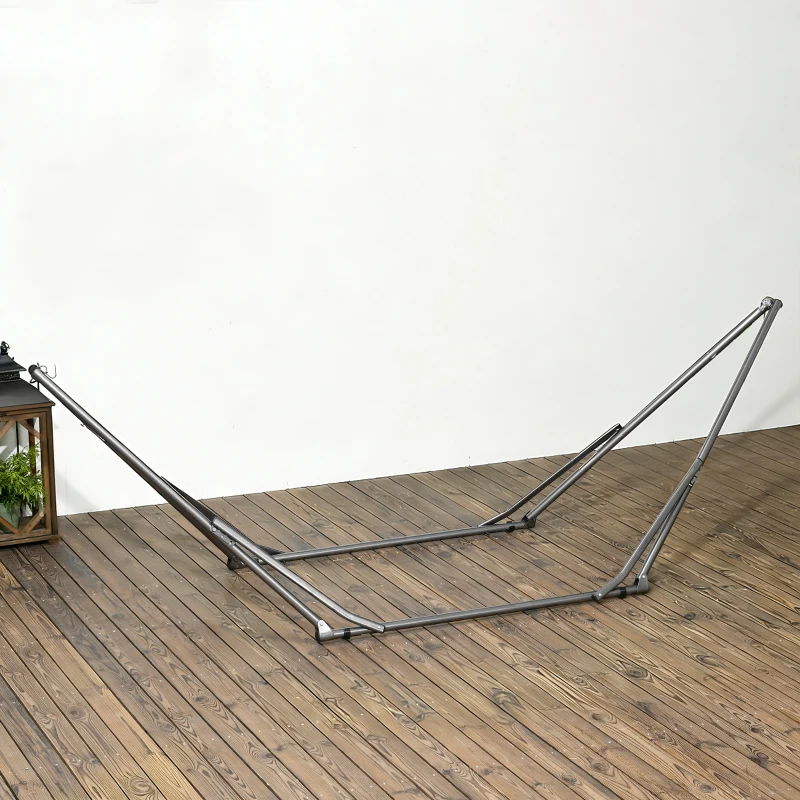 Outsunny Portable Hammock Stand, 2-in-1 Hammock Net Stand and Hanging Space, Patio, Garden, Yard, Black