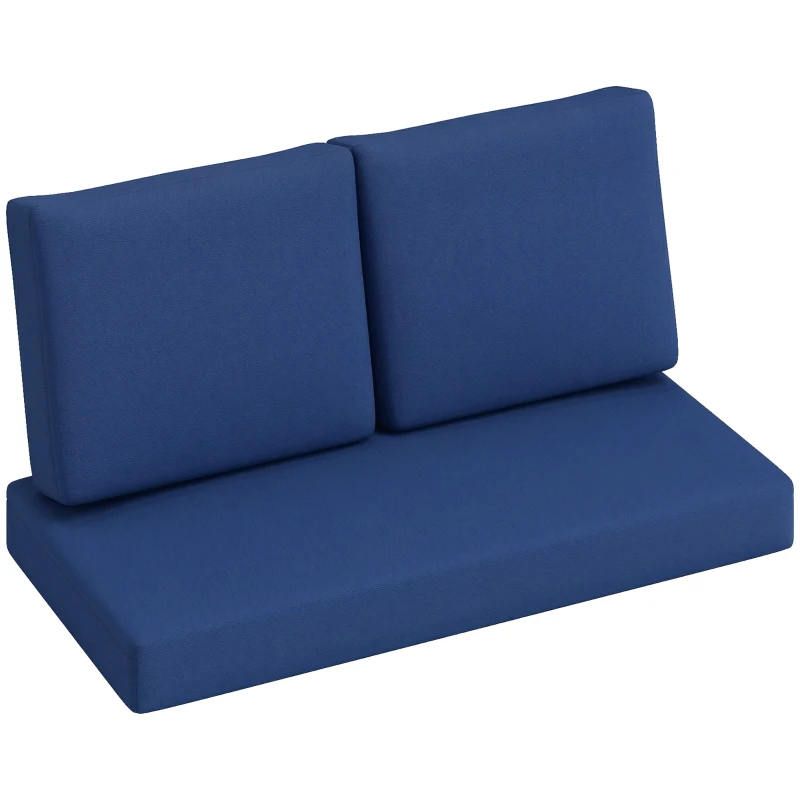 Outsunny 2 Seater 5" Thick Outdoor Seat Cushions with 7" Backrest, Loveseat Outdoor Furniture Cushions, Navy Blue