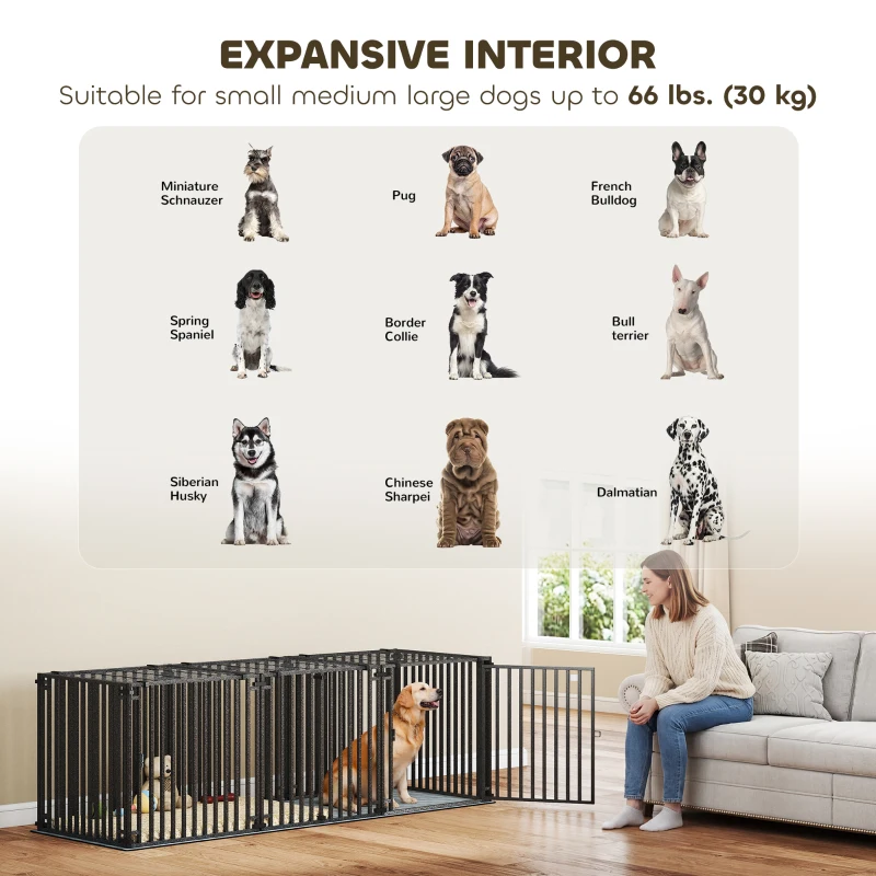 PawHut 83 Inch Heavy Duty Dog Crate, Extra Large Metal Dog Cage Kennel with Mat for Large Breeds, Modular Puppy Playpen