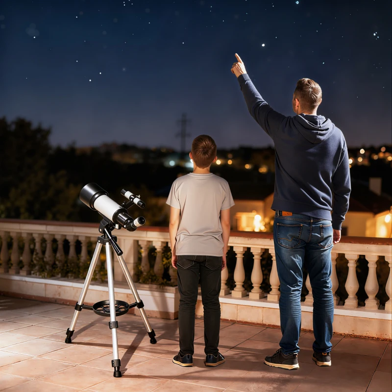 Outsunny Telescope for Adults, 70 mm Aperture 400 mm Refractor Telescope with 40X/16X, Adjustable Tripod, Bag, White