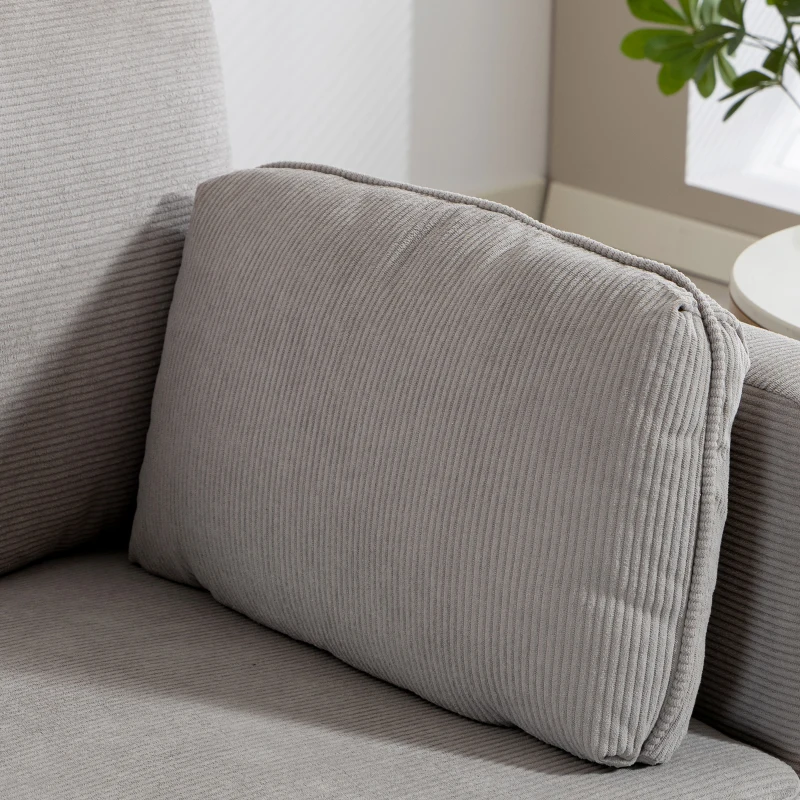 HOMCOM Loveseat Sofa, 55" Small Sofa Couch with 2 Pillows, Metal Legs for Living Room, Bedroom, Apartment, Grey